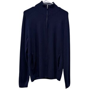 Mack Weldon Sweater Men M Blue Tech Merino Wool Knit 1/4 Zip Preppy Pullover